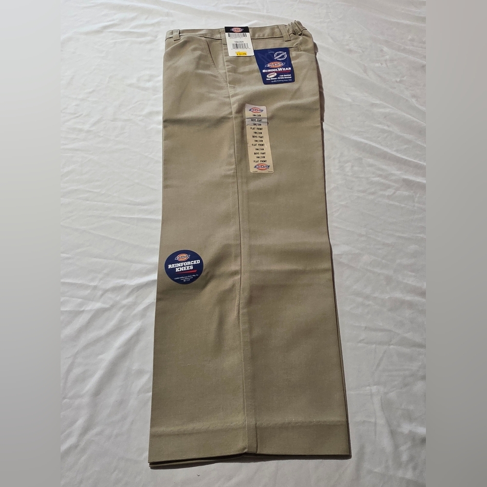 Dickies Boys School Wear Pants Size 10H/26W Color Khaki. Flat Front, Nwt.